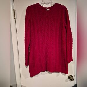 J. Jill Women's Cable Knit Red Long Sleeve Sweater Size L Tall